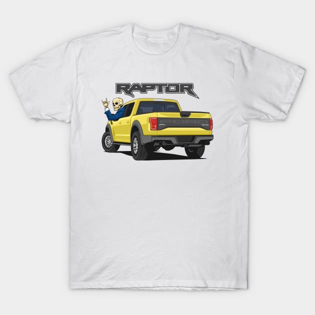 Truck ranger raptor f150 4x4 hand skull metal yellow T-Shirt by creative.z